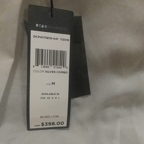 BCBG Max Azria Womens Faux Leather Metallic Jacket - Picture 3 of 6